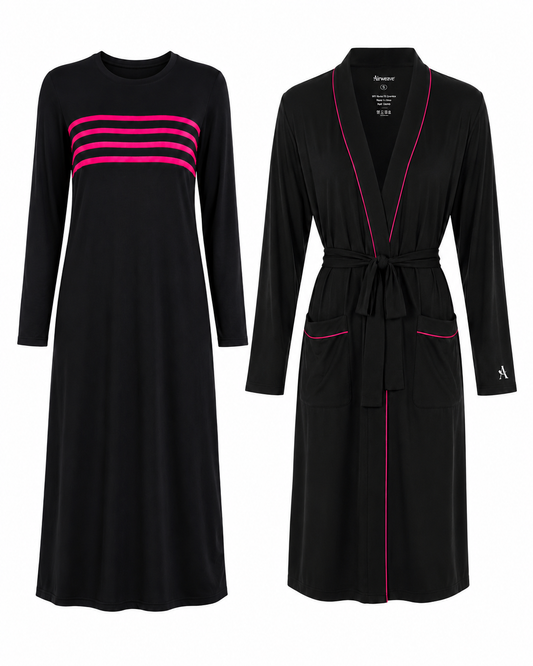 Women's TENCEL™ Modal Hot Pink Nightgown & Robe Set
