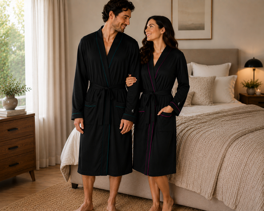 His & Hers TENCEL™ Modal Green & Hot Pink Matching Robe