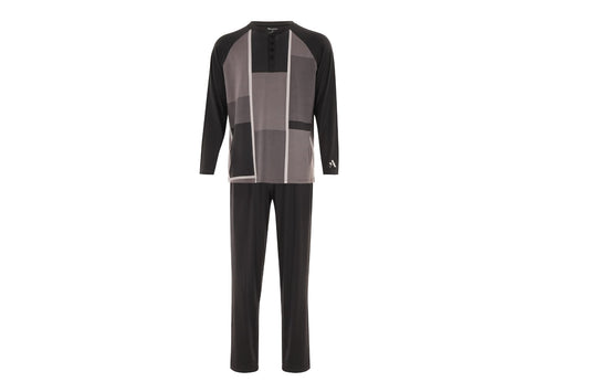 Men's Black-Block Pattern TENCEL™ Modal Pajama Set