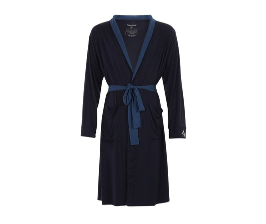 Men's Navy-Blue Trim TENCEL™ Modal Robe
