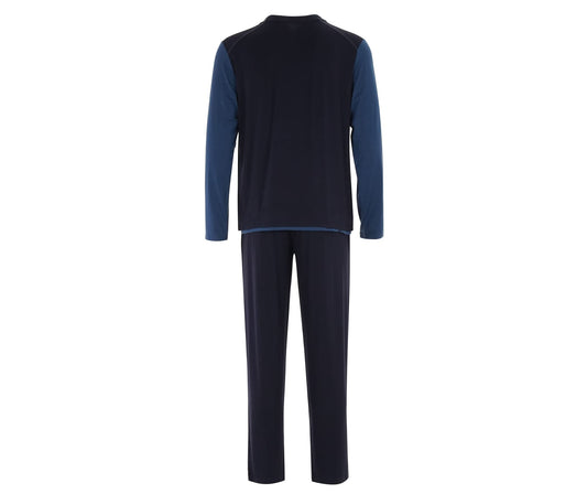 Men's Navy-Blue Trim V-Neck TENCEL™ Modal Pajama Set