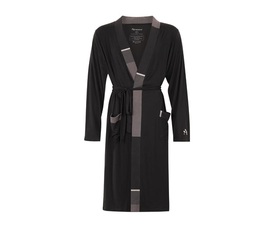Men's Black-Block  Pattern Trim TENCEL™ Modal Robe