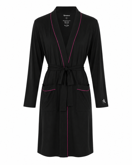 Women's Black-Hot Pink Piping TENCEL™ Modal Robe
